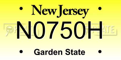 N0750H New Jersey License Plate