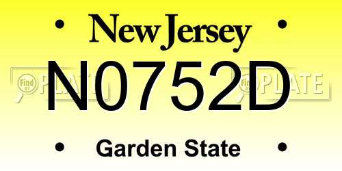 N0752D New Jersey License Plate