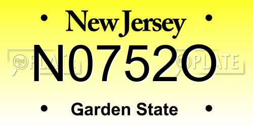 N0752O New Jersey License Plate