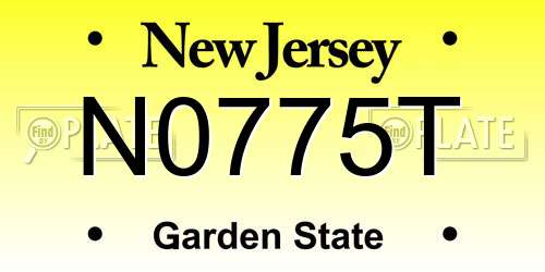 N0775T New Jersey License Plate