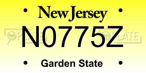 N0775Z New Jersey License Plate
