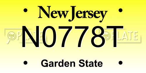 N0778T New Jersey License Plate