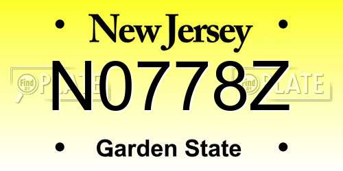 N0778Z New Jersey License Plate