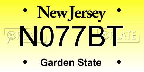 N077BT New Jersey License Plate