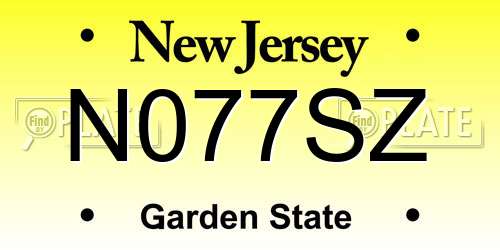 N077SZ New Jersey License Plate