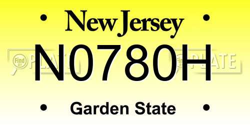 N0780H New Jersey License Plate