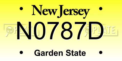 N0787D New Jersey License Plate
