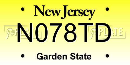 N078TD New Jersey License Plate