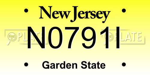 N0791I New Jersey License Plate
