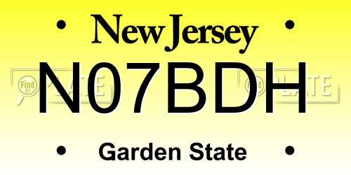 N07BDH New Jersey License Plate