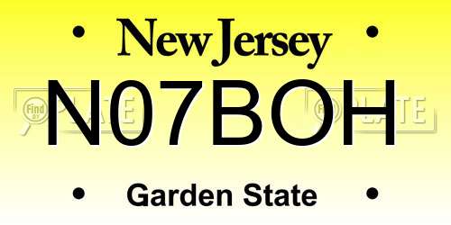 N07BOH New Jersey License Plate