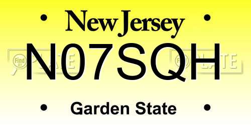 N07SQH New Jersey License Plate