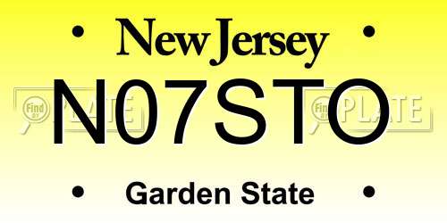 N07STO New Jersey License Plate