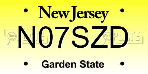 N07SZD New Jersey License Plate