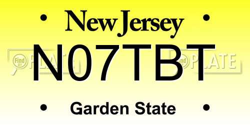 N07TBT New Jersey License Plate