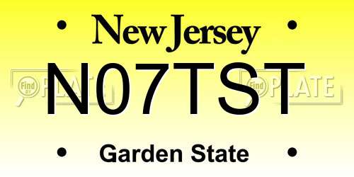 N07TST New Jersey License Plate