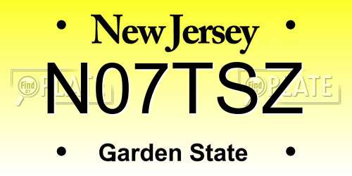 N07TSZ New Jersey License Plate