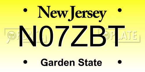 N07ZBT New Jersey License Plate