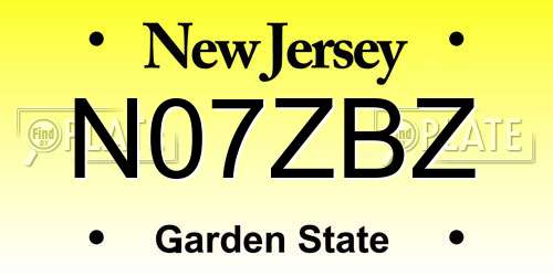N07ZBZ New Jersey License Plate