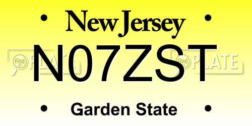 N07ZST New Jersey License Plate
