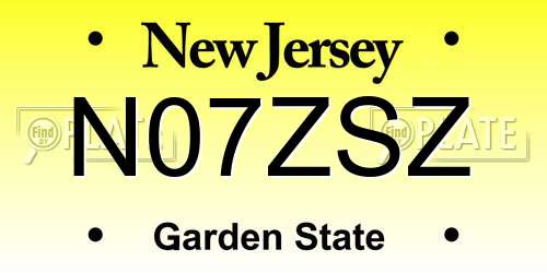 N07ZSZ New Jersey License Plate