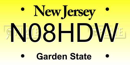 N08HDW New Jersey License Plate