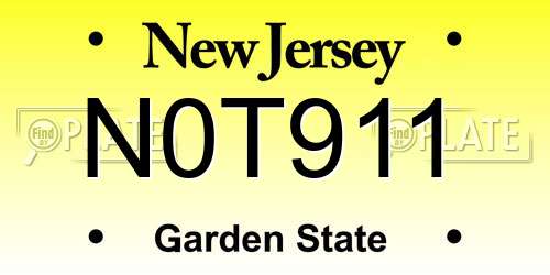 N0T911 New Jersey License Plate