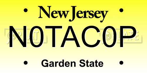 N0TAC0P New Jersey License Plate