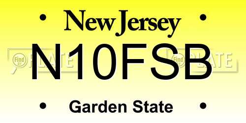 N10FSB New Jersey License Plate