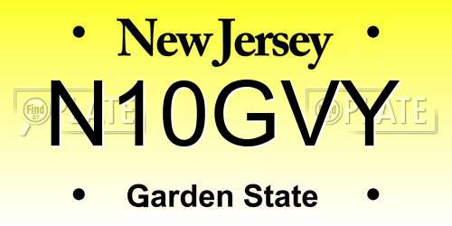 N10GVY New Jersey License Plate