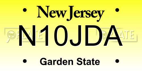 N10JDA New Jersey License Plate