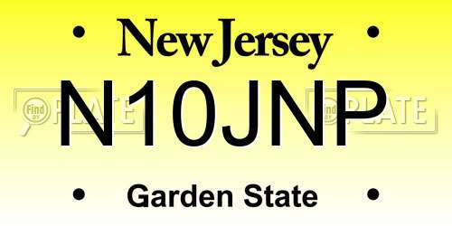 N10JNP New Jersey License Plate