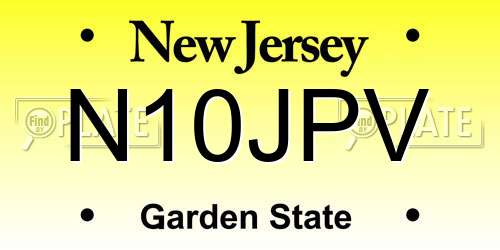 N10JPV New Jersey License Plate