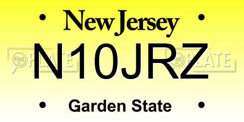 N10JRZ New Jersey License Plate