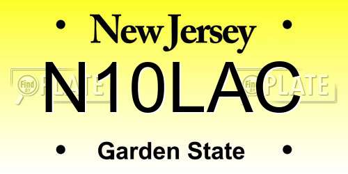 N10LAC New Jersey License Plate