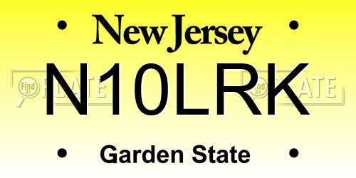 N10LRK New Jersey License Plate