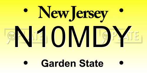 N10MDY New Jersey License Plate