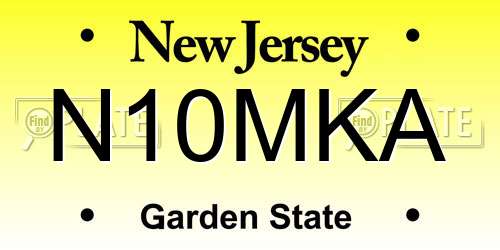 N10MKA New Jersey License Plate