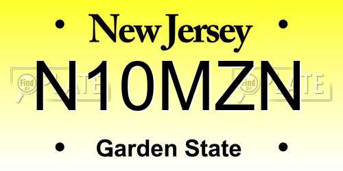 N10MZN New Jersey License Plate