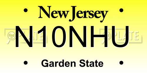 N10NHU New Jersey License Plate