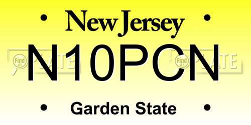 N10PCN New Jersey License Plate