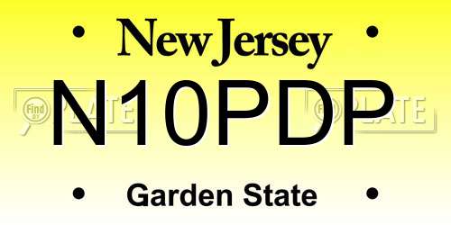 N10PDP New Jersey License Plate