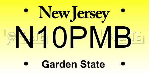 N10PMB New Jersey License Plate