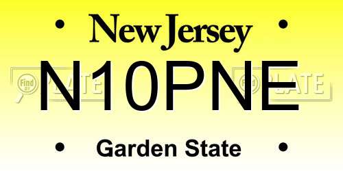 N10PNE New Jersey License Plate