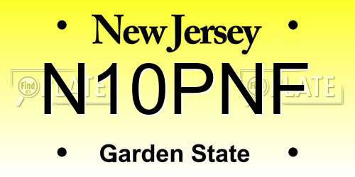N10PNF New Jersey License Plate