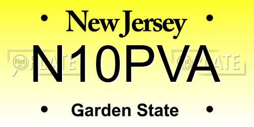 N10PVA New Jersey License Plate