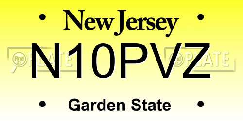 N10PVZ New Jersey License Plate