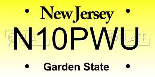 N10PWU New Jersey License Plate