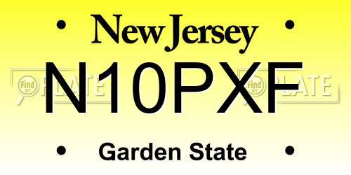 N10PXF New Jersey License Plate