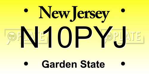 N10PYJ New Jersey License Plate